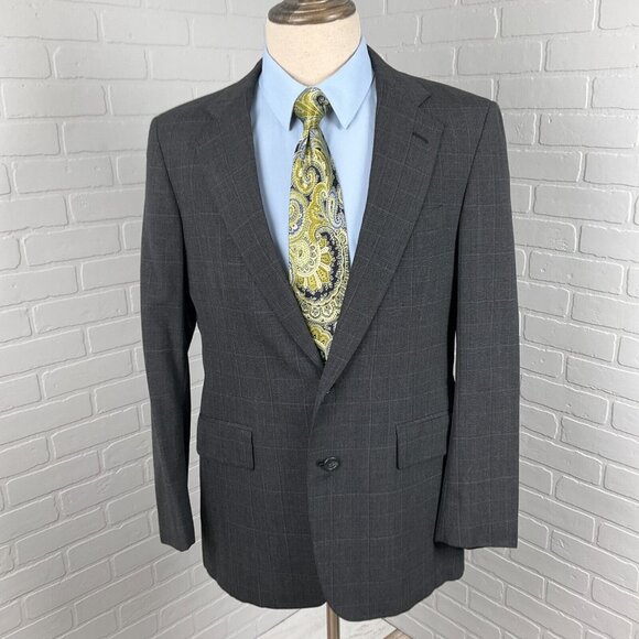 Cricketeer Blazer Men 40 Gray Black Glen Plaid Classic Career Wool Jacket VTG - Picture 2 of 16